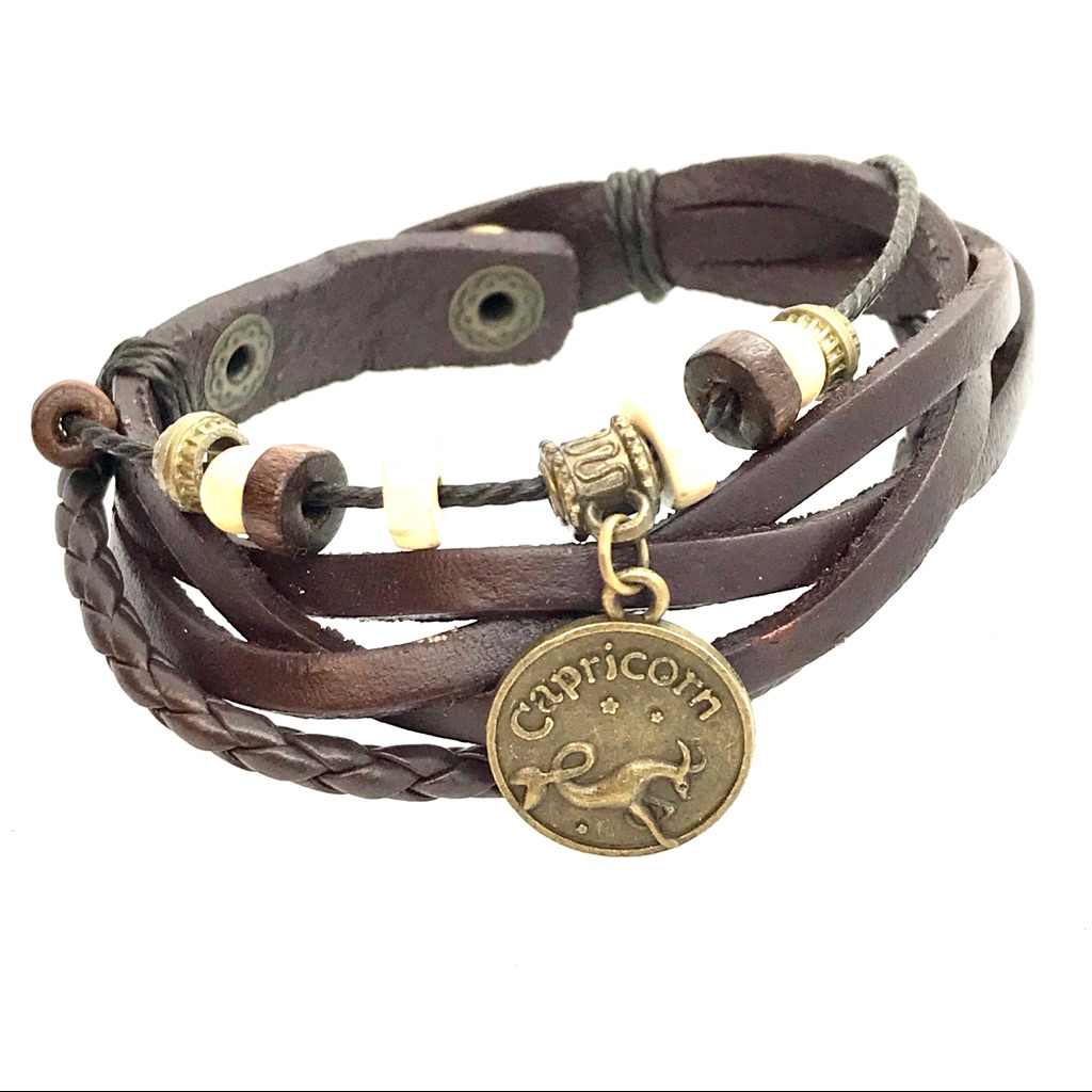 Leather Bracelet Capricorn Zodiac With Charms 19$